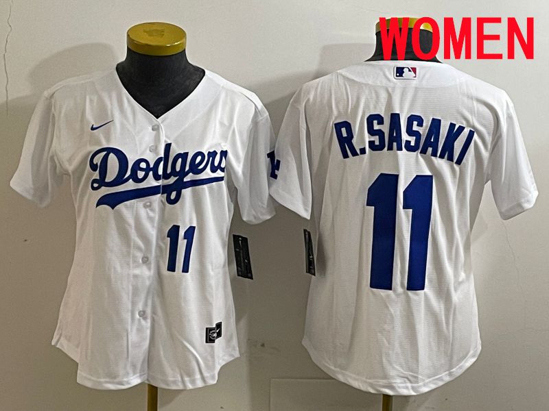 Women Los Angeles Dodgers 11 R.Sasaki White Game 2025 Nike MLB Jersey style 2